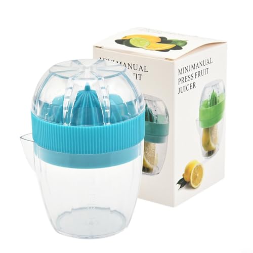 Exprimidor de mano eficiente para limones y naranjas, exprimidor manual portátil de cítricos con diseño fácil de limpiar (azul)
