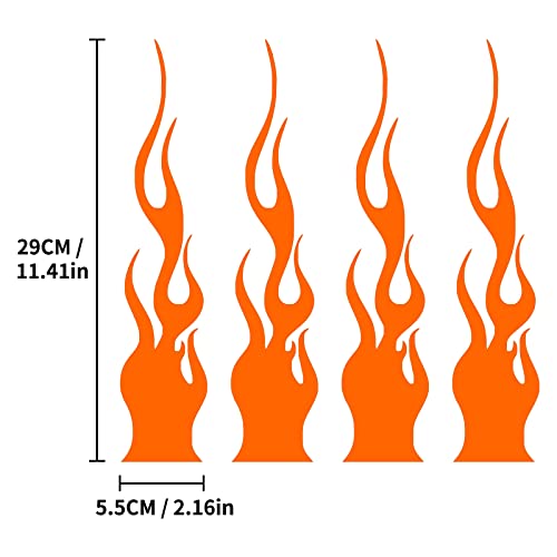Ramuel Universal Car Hood Bumper Decals Flame Pattern Reflective Sticker Vinyl Racing Sports Flame Stripe Decal For Cars Off-Road Suv Vehicles Motorcycles Skateboard Laptop (4Pcs Orange) #TOP1
