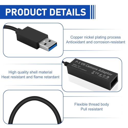 Hemlosk PS5 VR Cable Adaptador para Cámara, PS4 V1 V2 Adaptador para PSVR, Cable Convertidor PlayStation 5 para Uso de PlayStation VR PS, Compatible con Consolas PS5, Negro - imagen 3