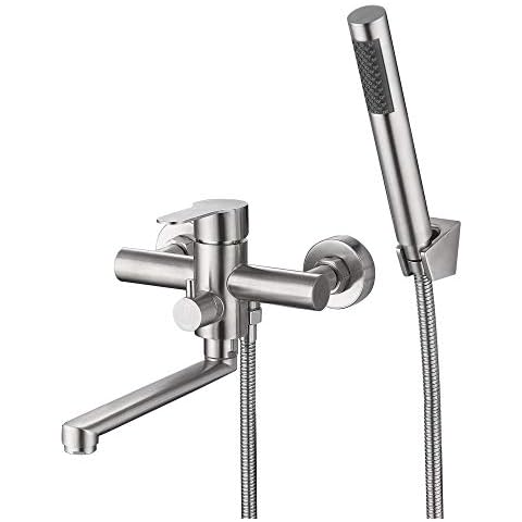 HomeLava Grifo de Bañera con Ducha de Mano de Acero Inoxidable Cepillado Cover