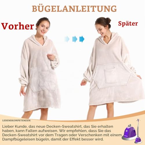 REDESS Decke mit Ärmeln Decken Hoodie Sweatshirt, tragbare Decke, übergroßer Sherpa mit Ärmeln und Riesentasche… – Ansicht 4