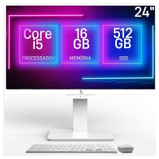 Computador All in One 24", Intel Core i5, 16GB memória, SSD 512GB, Webcam, Wifi, Bluetooth, Windows 10, Branco - 3green Unique A3GU-0104
