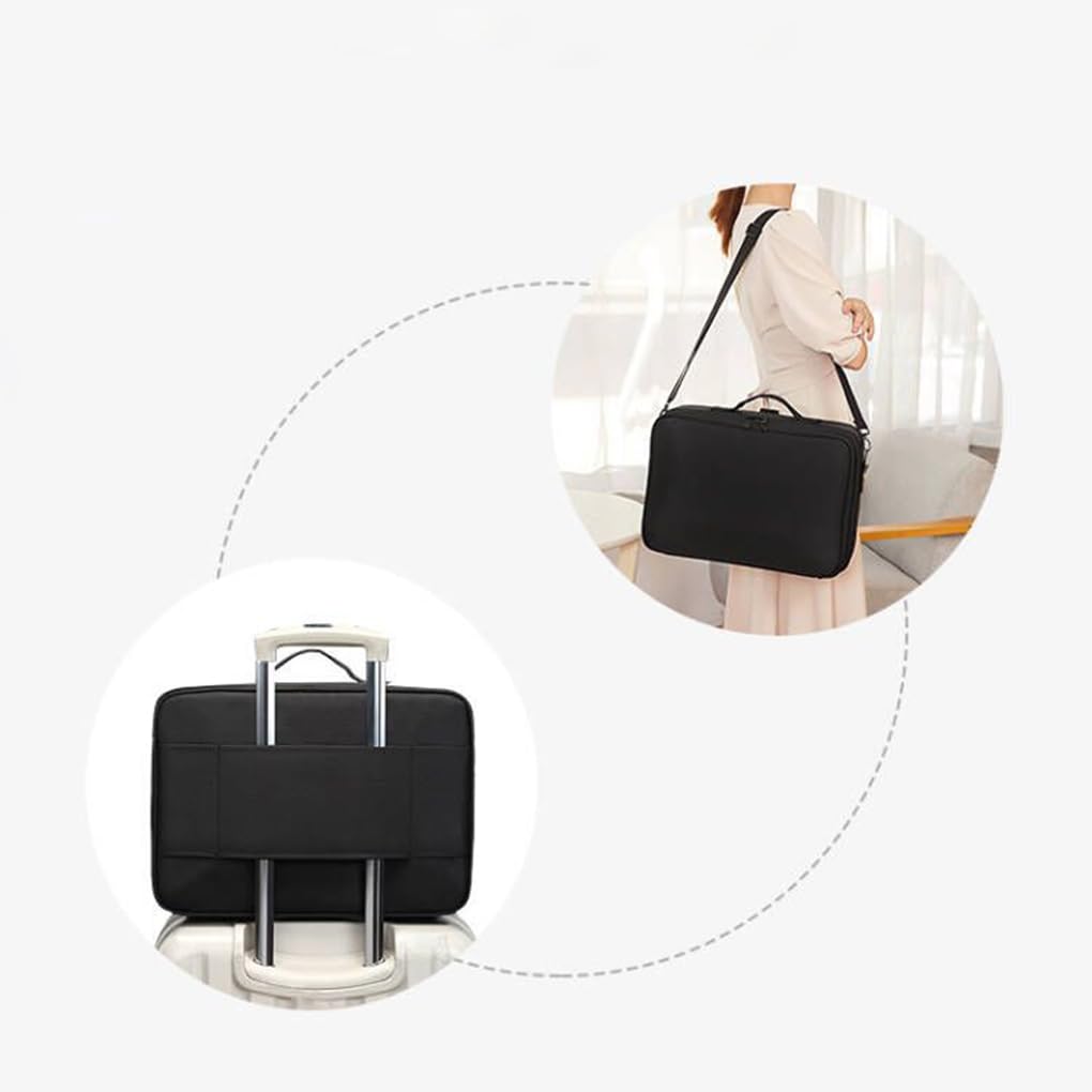 Custodia per trucco Scatola portaoggetti Porta cosmetici Multiuso Regolabile Impermeabile Spazzole di grande capacità Scomparti organizer, L (con specchio)