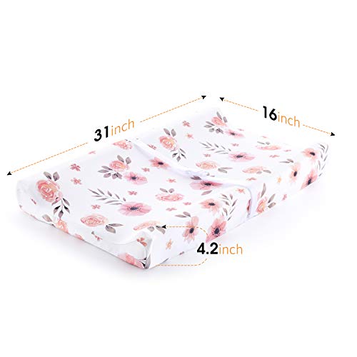 Tyke Bliss Pink Changing Pad Cover For Girls – Stretchy Floral Changing Pad Covers Made With 100% Combed Cotton Jersey Knit, Super Soft, Diaper Changing Pad Cover For Baby Change Table Pads #TOP2