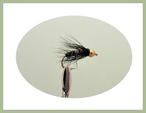 Gold Head Nymph Trout Flies, 12 Pack, Bibio, Black/Peacock, Black/Silver 10/12