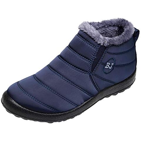 Gsheocm Men's Snow Boots Lined Waterproof Winter Boots with Velvet Warm Short Tube Fabric Shaft Wide Shaft Elegant Flat Outdoor Non-Slip Winter Snow Boots Winter Shoes Snow Boots, 126a Blue, 11 UK Cover