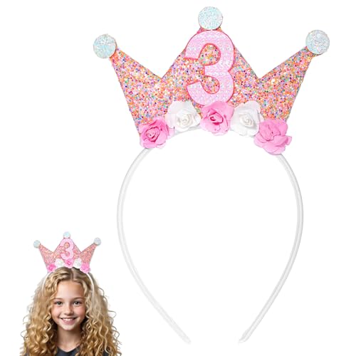 Abeillo 3 Jahr Geburtstagskrone,Mädchen Prinzessin 3 Jahre Krone...