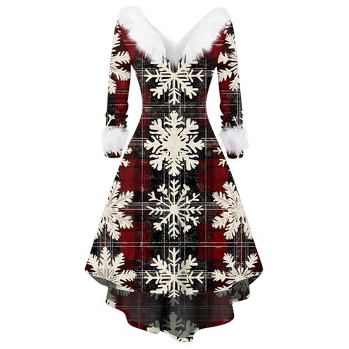 Generisch Weihnachtskleid Mama Tochter, Festliche Kleider Für Damen, Größe Pailletten Sexy -Kostüm Weihnachtsanzug Red Dress, Schöne Party...