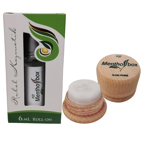 Mentholbox Mentholstein und Menthol Roll-On & Migräne, erfrischende Natürliches Mentholöl mit Minze & Zitrone für Massage, Kühlung, Erfrischung | Perfekt für Stirn, Nacken, Wellness-Entspannung