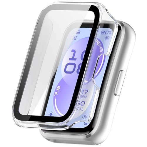 FoundEast Compatible with Huawei Band 11 Screen Protector Replacement All-Around Hard PC Case Shockproof Protective Cover for Huawei Band 11/11 NFC Accessories (Clear)