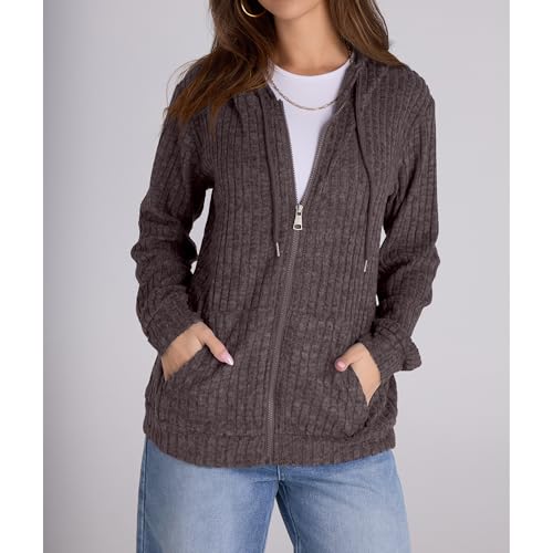 Image of Witsmile Zip Up Hoodie Women Oversized Sweatshirt Long Sleeve 2026 Fall Outfit Lightweight Jackets Workout Clothes