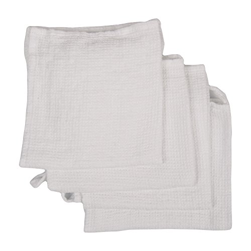 Paños Waffle Lavados para un hogar elegante: juego de 4 toallas blancas de 30x30 cm 3