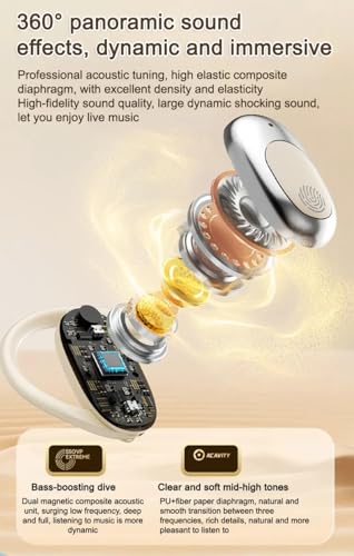 Image of C300 OWS Open Ear Wireless Earbuds with Display, ENC Mic for Crystal-Clear Calls, 40hr Playtime with Type-C Fast Charging, BT5.4 Gaming Bluetooth Earphones, Touch Control Sports Headphone Black