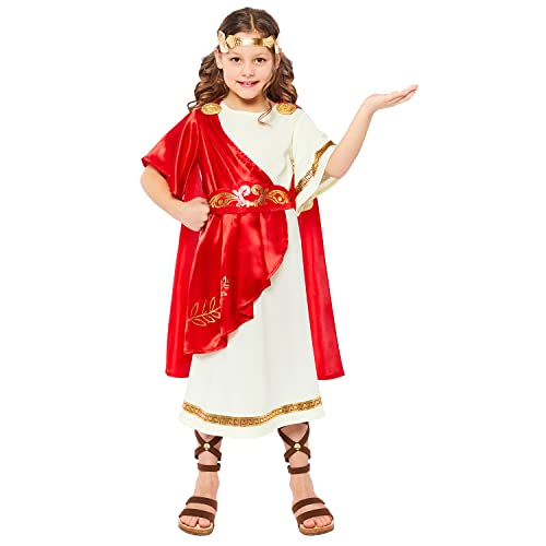 amscan 9916087 Costume storico da imperatrice romana per ragazze, rosso, 10-12 anni