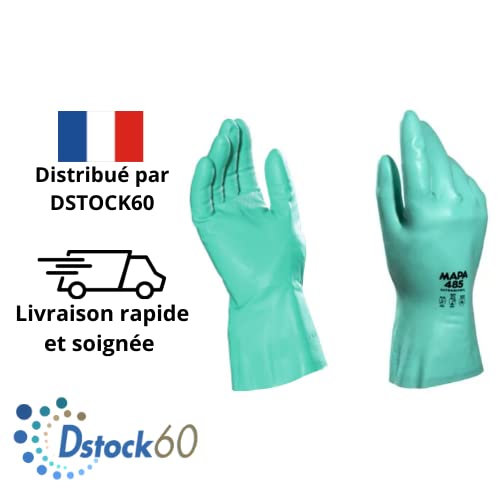 DSTOCK60 - 12 Paar Gummihandschuhe - Haushalts- oder Reinigungshandschuhe - Mapa Professional Ultranitril 485 - Größe 8, grün