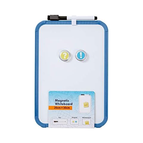Whiteboard, DumanAsen Dry Erase White Board for School, Home, Office, Remote Learning (Blue, 20cm x 30cm) Cover