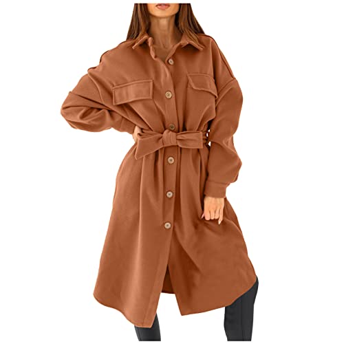 Manteau long femme kaki en fausse laine coupe fine veste extérieure chic taille S