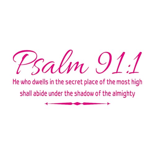 Pegatinas de letras cristianas Salmo 91:1 Versículo bíblico El que habita en lugares secretos Amor familiar Oración Citas religiosas 31,5x73,5cm Equipado con kit de película de transferencia