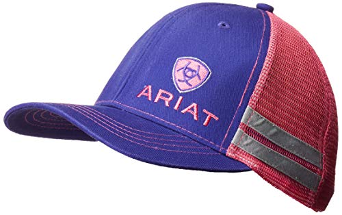 ARIAT Women's Offset Logo Stripe Mesh Snap Cap, Purple, One Size