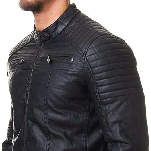 DECIMAL Men's Black REAL Lambskin Leather Biker Jacket VINTAGE GENUINE MOTORCYCLE JACKETS FOR MEN4