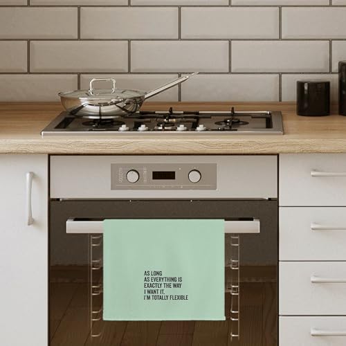 CIOJUNE Funny Kitchen Towels - As Long As Everything is Exactly The Way I Want It I'm Totally Flexible Decorative Hand Towels for Bathroom, Funny Dish Towels for Kitchen, Sage Green Towel