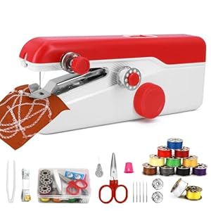Handnähmaschine Mini Elektrisch für Anfänger – Hoch-/Niedriggeschwindigkeit, Schnell Nähen, Tragbar, DIY Stoffreparatur, Haus & Reise, inkl. Nähzubehör