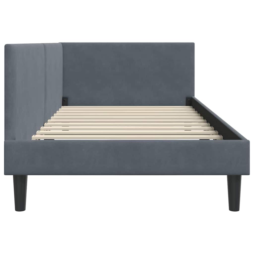 IKAYAA Divano Letto 2 Posti con Funzione Letto Cornice del Letto ad Angolo Letto Singolo per Soggiorno e Camera-Grigio scuro-90 x 190 cm