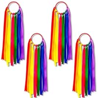 4Pcs Gymnastics Ribbon Set,Rainbow Ribbon,Dance Ribbons for Kids, Sensory Ribbons Suitable for Artistic Gymnastics Exercises, Dance Performances and Juggling Activities