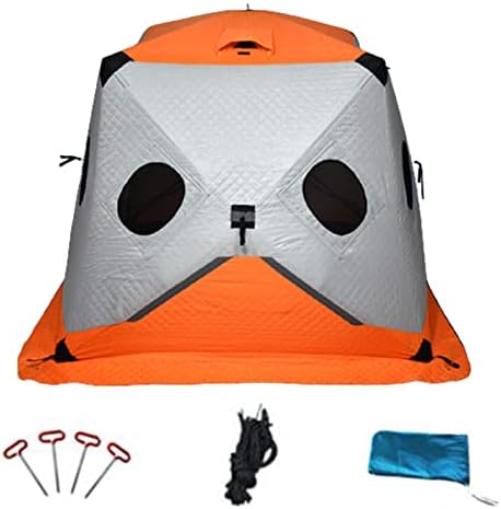 WHYUNM26 Ice Fishing Shelter 3 Layers Thickened Winter Outdoor Waterproof Winterized Tent Warm Cotton Durable Camping Tent with Pegs and Ropes,Orange