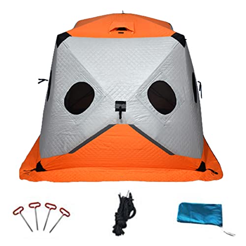 Whyunm26 Ice Fishing Shelter 3 Layers Thickened Winter Outdoor Waterproof Winterized Tent Warm Cotton Durable Camping Tent With Pegs And Ropes,Orange #TOP3