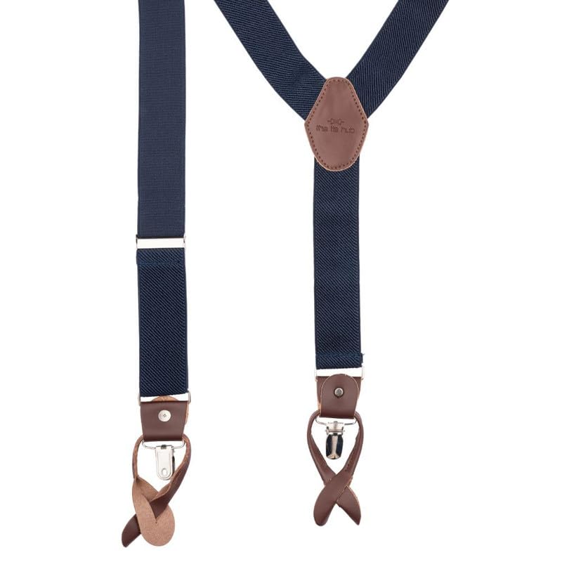Image of The Tie Hub Button Suspenders for Men | Gentry Button-On Y-Back Elastic Braces | Adjustable 1.25 Inch | Formal Wedding