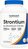 Nutricost Strontium Capsules 750mg, 240 Capsules - Vegetarian, Non-GMO, Gluten Free
