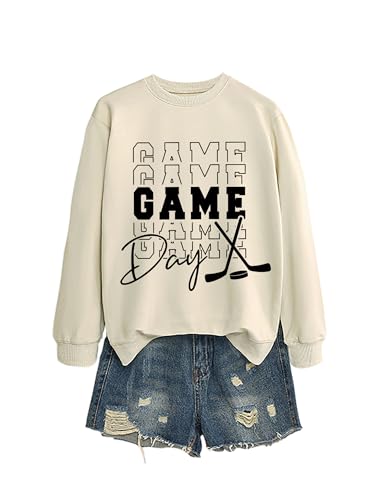 Game Day Hockey Sweatshirt Women Graphic Pullover Sport Long Sleeve Shirts Sunday Funday Tops2