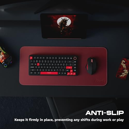 Image of daWg KeyMat L1, Premium Vegan Leather Desk Mat, Anti-Slip, Anti-Skid, Dual-Sided Mat, Water Resistant, Strong Stitching, Perfect for Gaming /Office /Work from Home, Easy to Carry (630 x 280mm) (Black)