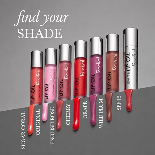 Image of Rodial Lip Oil with Plumping Collagen 4ml - Hydrating Vegan Lip Oil for Fuller, Smoother Lips, Nourishing Lip Care with Cherry, Jojoba & Macadamia Oils, Sheer Grape Gloss Finish