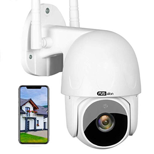 Preisvergleich Produktbild Fuswlan Überwachungskamera Aussen, PTZ WLAN IP Kamera 1080P mit 20M Nachtsicht, Bewegungserkennung, Zwei-Wege-Audio, Micro SD Kartenslot, Kompatibel mit IOS / Android