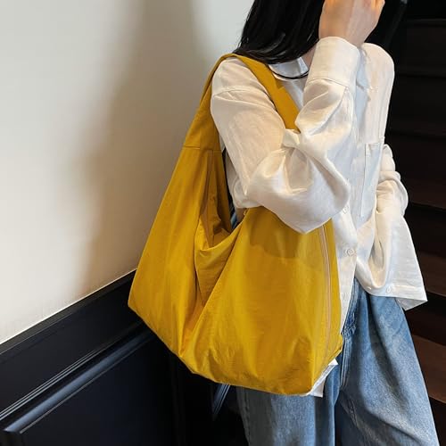 Bolso tote slouchy amarillo para mujer gran capacidad miniatura 2