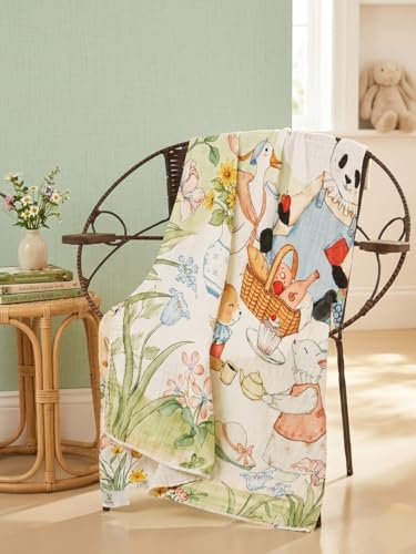 Image of Kassy Pop Printed 6 Layer Bamboo Muslin Blanket Cum Swaddling Towel for Baby | 70% Bamboo, 30% Cotton | AC Quilt, Multi-Purpose Blanket | 110cm x 110cm (Multicolor Print)