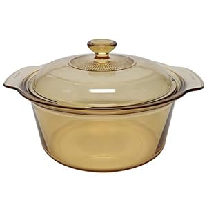 Visions 3.5 L Dutch Oven Amber Glass Pot and Visions V-33-C 3.5 Qt Lid Cover Made in the USA