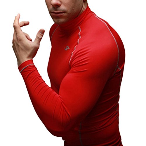 New 051 Skin Tight Compression Base Layer Red Running Shirt Mens S - 2xl (XL)