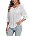LADI TREND Women's Sparkle Sequin Party Top Glitter V-Neck Tee Concert Blouse Casual 3/4 Sleeve Shirt *Silver,Size L*