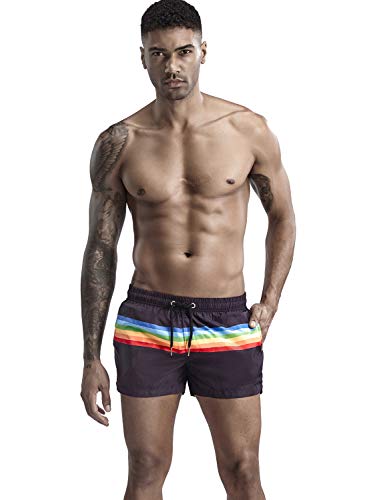 SEOBEAN Mens Rainbow Beach Surf Shorts3