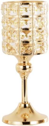 Vintage Candelabra Crafts Candlestick Ornaments Wedding Crystal Iron Candlestick Wedding Wedding Candlelight Dinner Props Candle Stand(Medium)