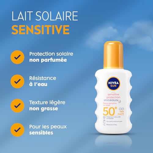Crème Solaire Spray Corps Spf 50+ Haute Protection Peau Sensible Sun Nivea Le Spray De 200ml - vue 4