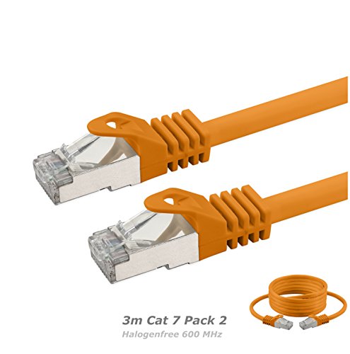 2 x 3m Cat 7 Cavo Ethernet Senza Alogeni 600 MHz