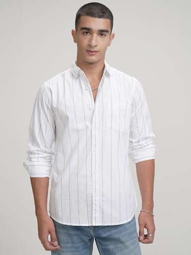 Image of Highlander Men's Slim Fit Striped Shirt | Full Sleeves | Everyday Wear Stylish Shirt for Men