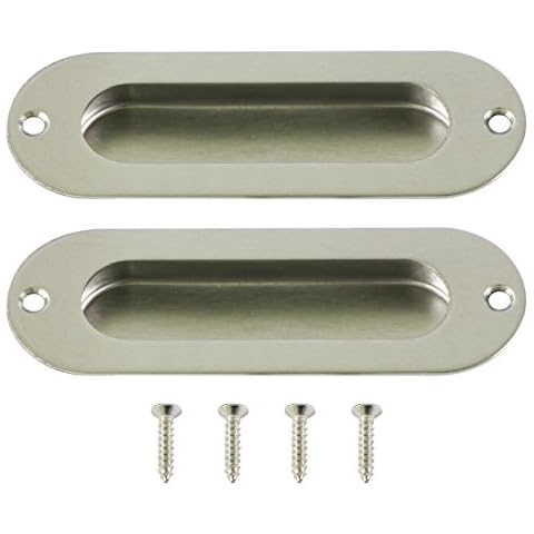 UOOOM 2 pcs Oval Recessed Flush Door Pull Handle Sliding Door Hidden Concealed Screw Cover