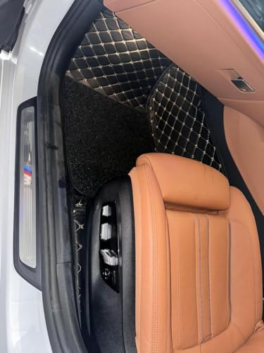 Image of 7D Premium Leatherette Car Foot Mat for Jaguar F-Type (2018-2024) | Luxurious & Elegant Look | 100% Waterproof and Dust Proof | Custom Fitted 7D Car Floor Tray Mat - Black with Beige