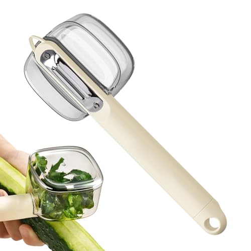 キッチン用野菜ピーラー - 収納ケース付き 野菜果物ピーラー - 飛散防止機能付き 家庭用調理道具 | 家庭用 野菜 じゃがいも 玉ねぎ きゅうり トマト