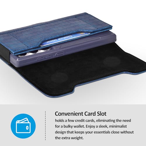 Image of ACCKUO Leather Phone Holster with Strong Metal Belt Clip and Card Holder Compatible with iPhone 17 Air, 16 /15 /14 /13 Pro Max, Galaxy S26 /S25 /S24 /S23 /S22 Plus and FE for Everyday Protection, L-Blue